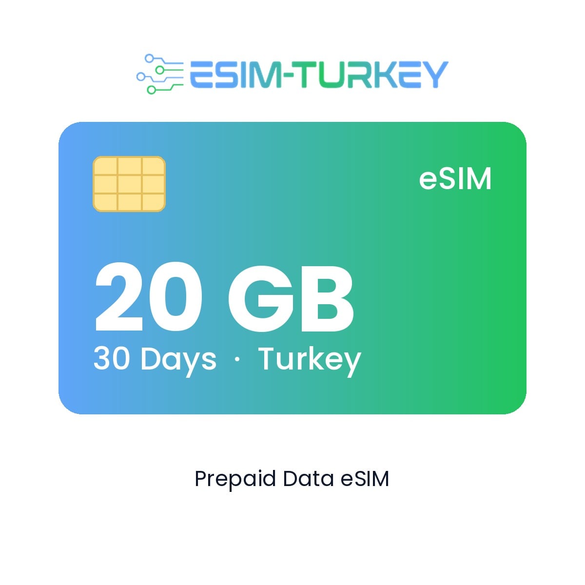 Türkei-eSIM 20 GB – 30 Tage